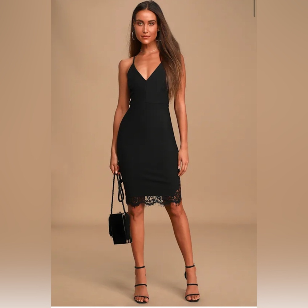 Lulu's Black Halter Slip Dress